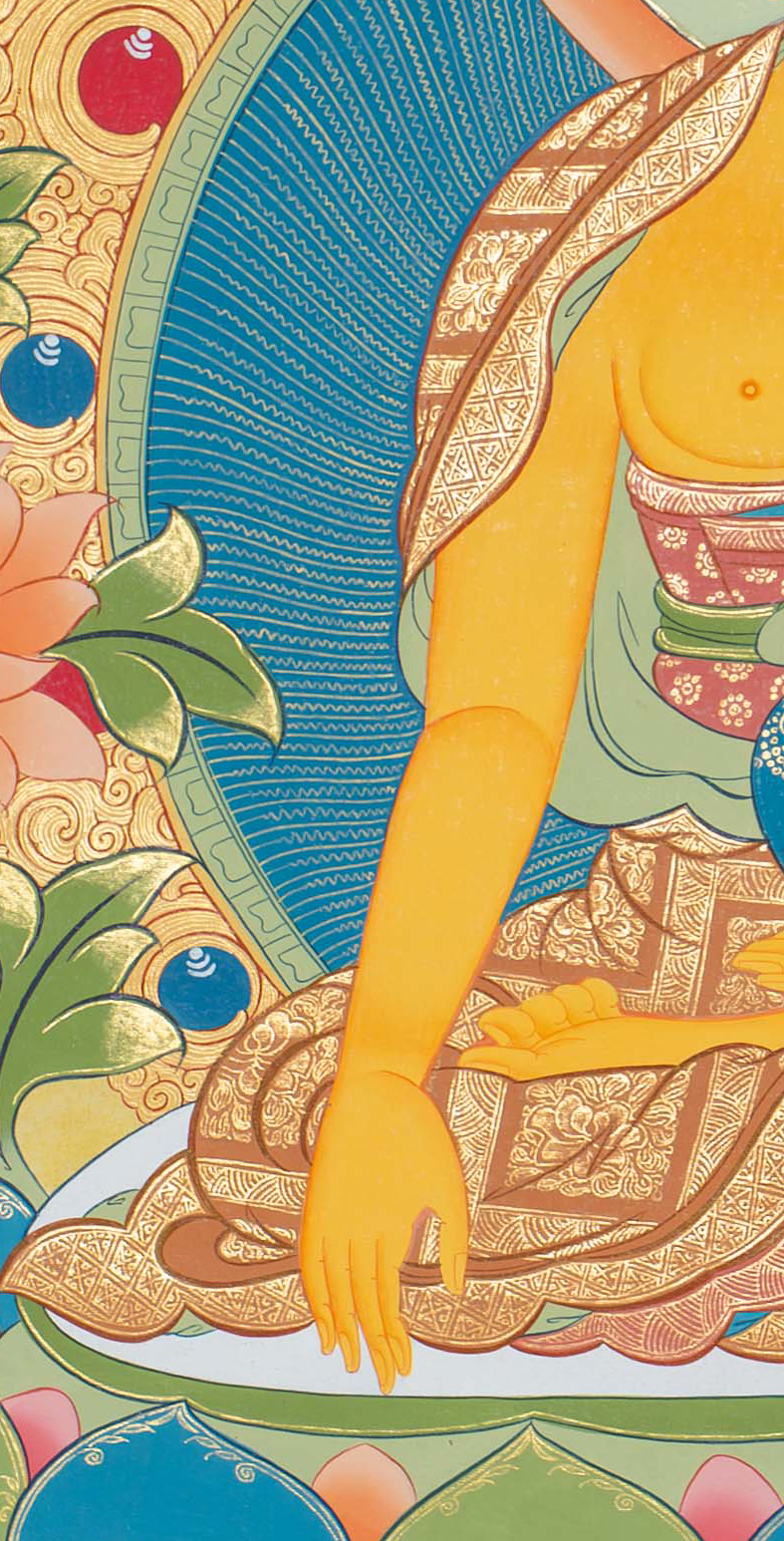 Hand-Painted Shakyamuni Buddha Thangka - T-S-BT-RB-AU-SB-0089