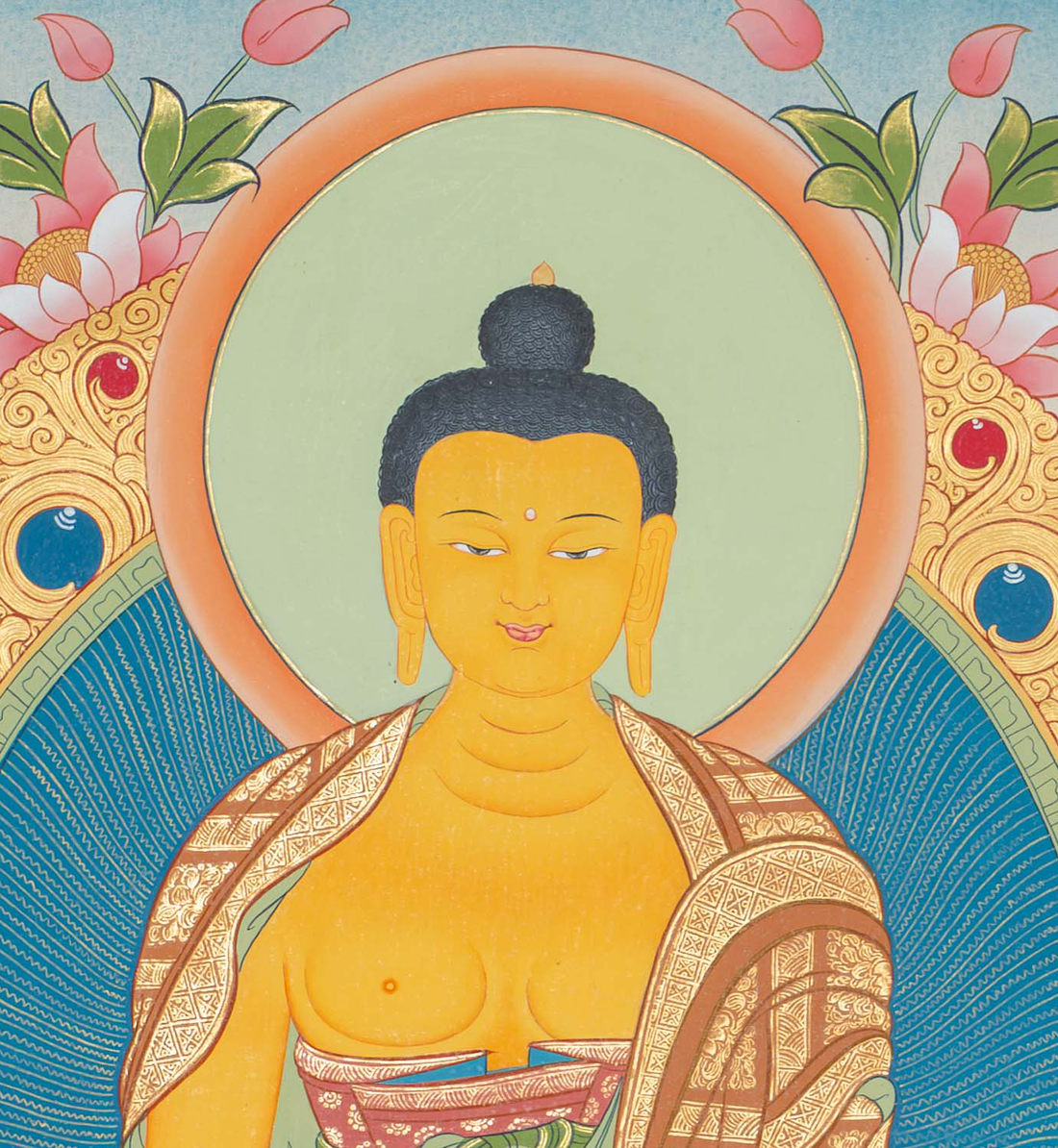 Hand-Painted Shakyamuni Buddha Thangka - T-S-BT-RB-AU-SB-0089