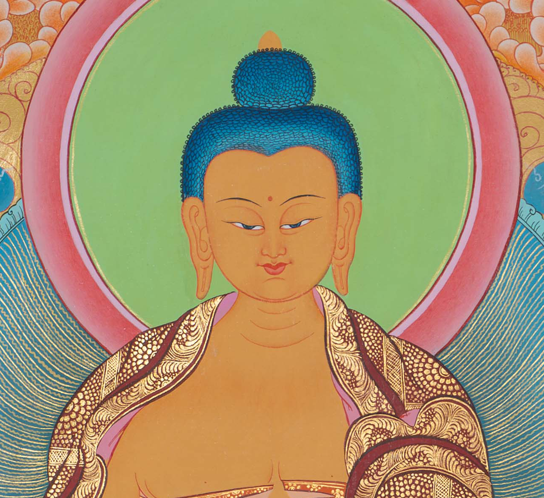 Hand-Painted Shakyamuni Buddha Thangka - T-S-BT-RB-AU-SB-0090