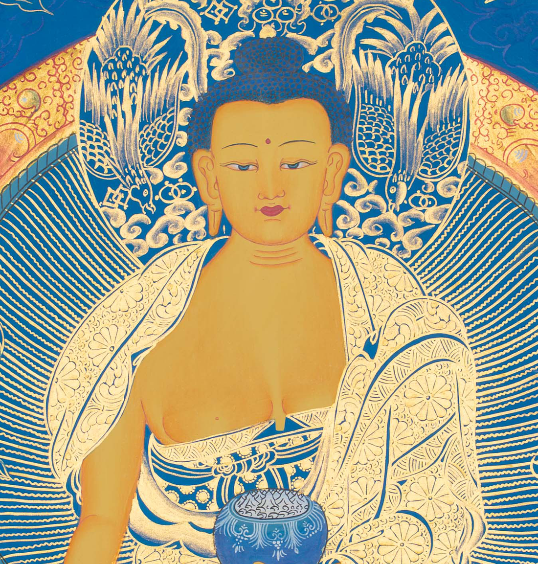 Hand-Painted Shakyamuni Buddha Thangka - T-S-BT-RB-SB-0102