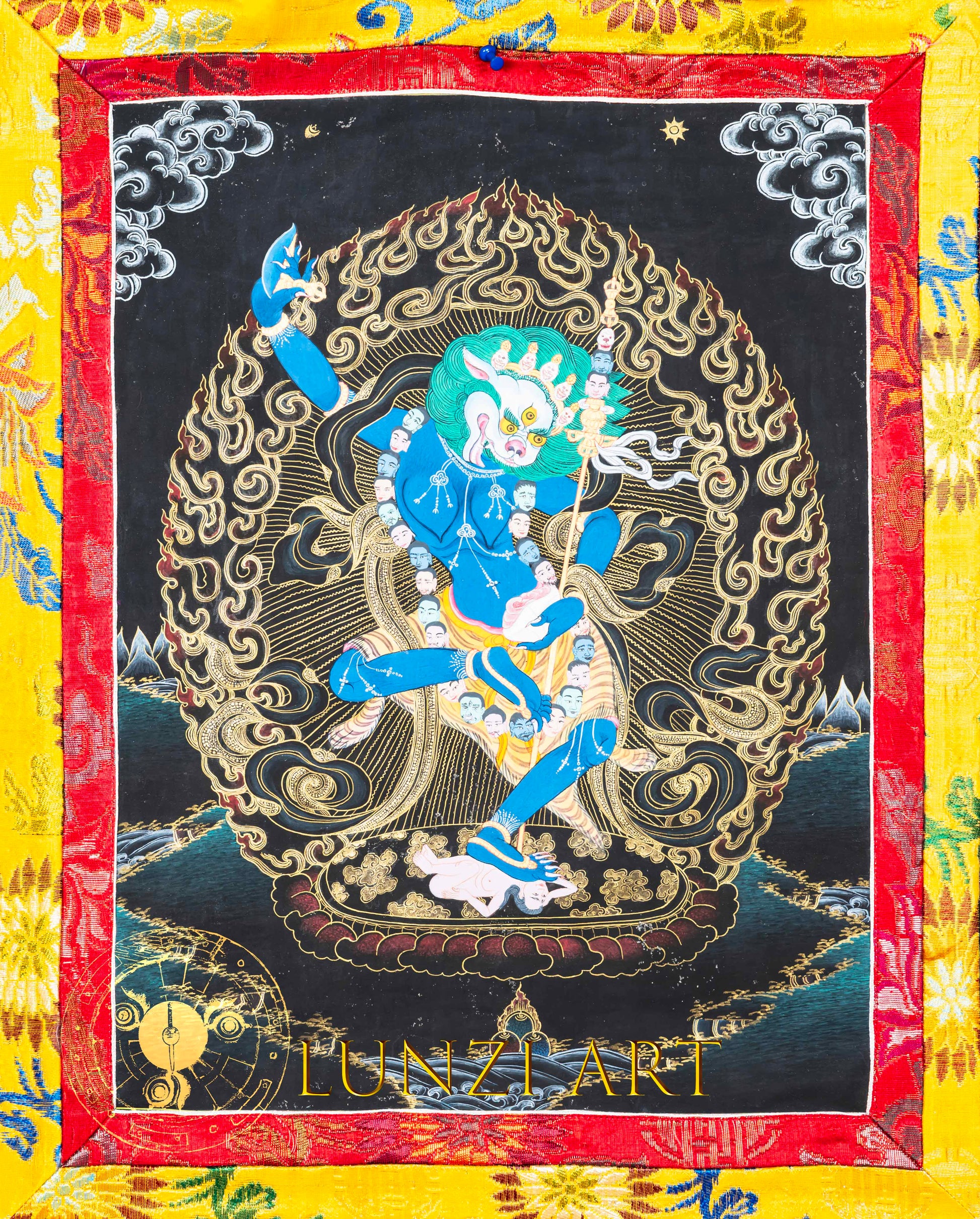 Hand-Painted Singhamukhi Thangka - T-B-AS-BB-S-0004
