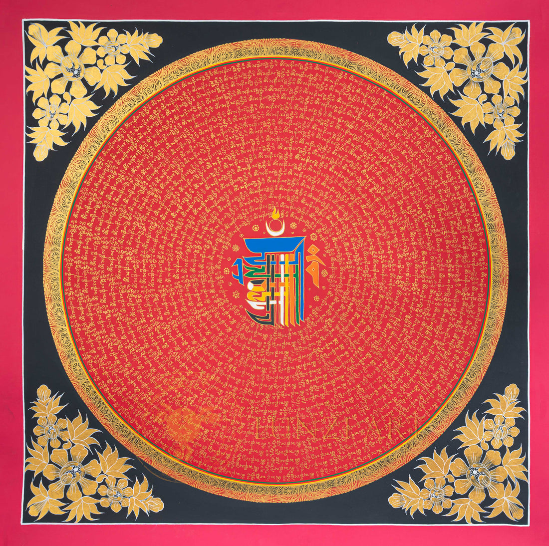 Hand-Painted Tenfold Powerful One Mantra Mandala Art - T-N-ET-CB-MM-0031