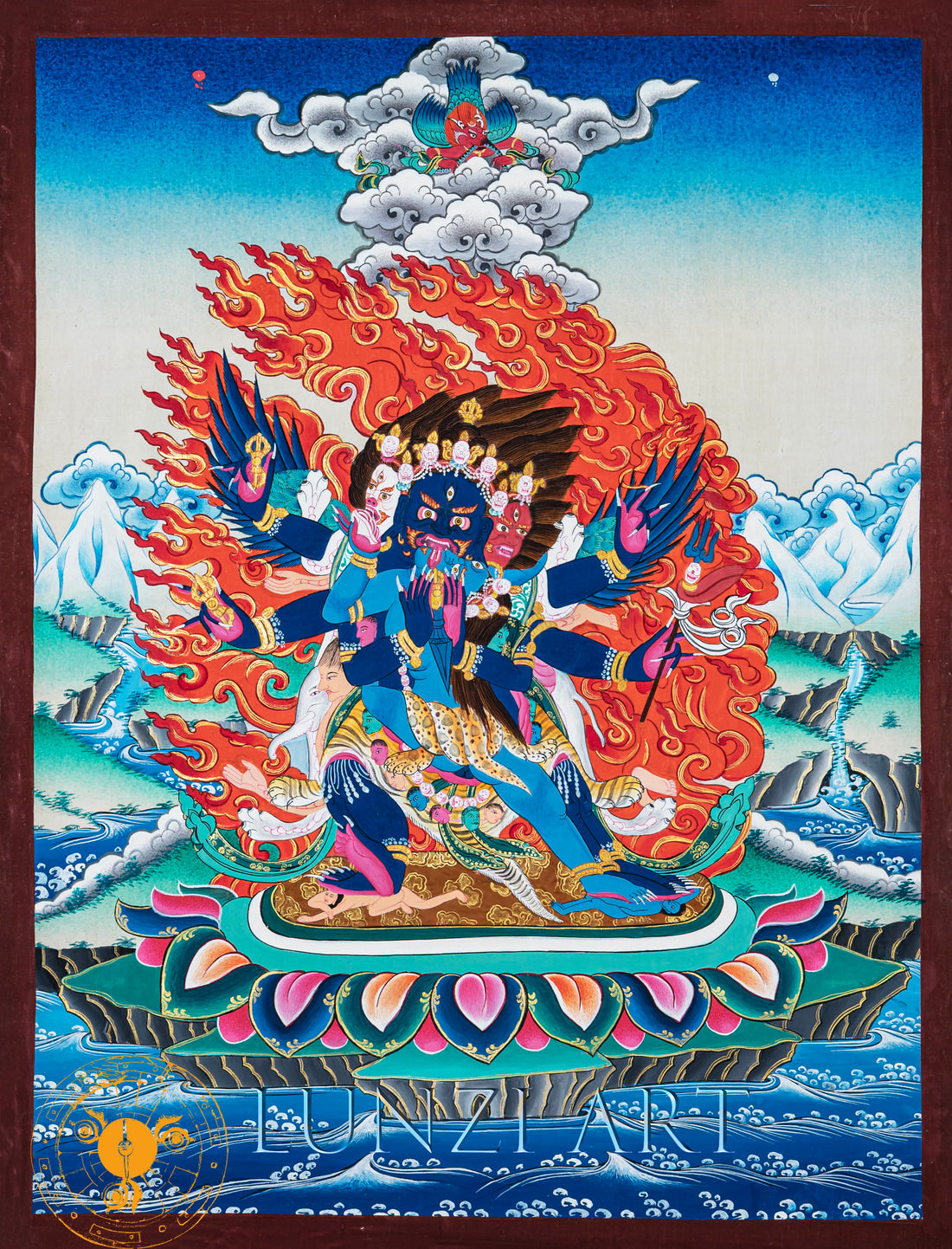 Hand-Painted Thangka Heruka Chakrasamvara – Union of Bliss and Emptiness - T-B-AS-BB-VK-0029