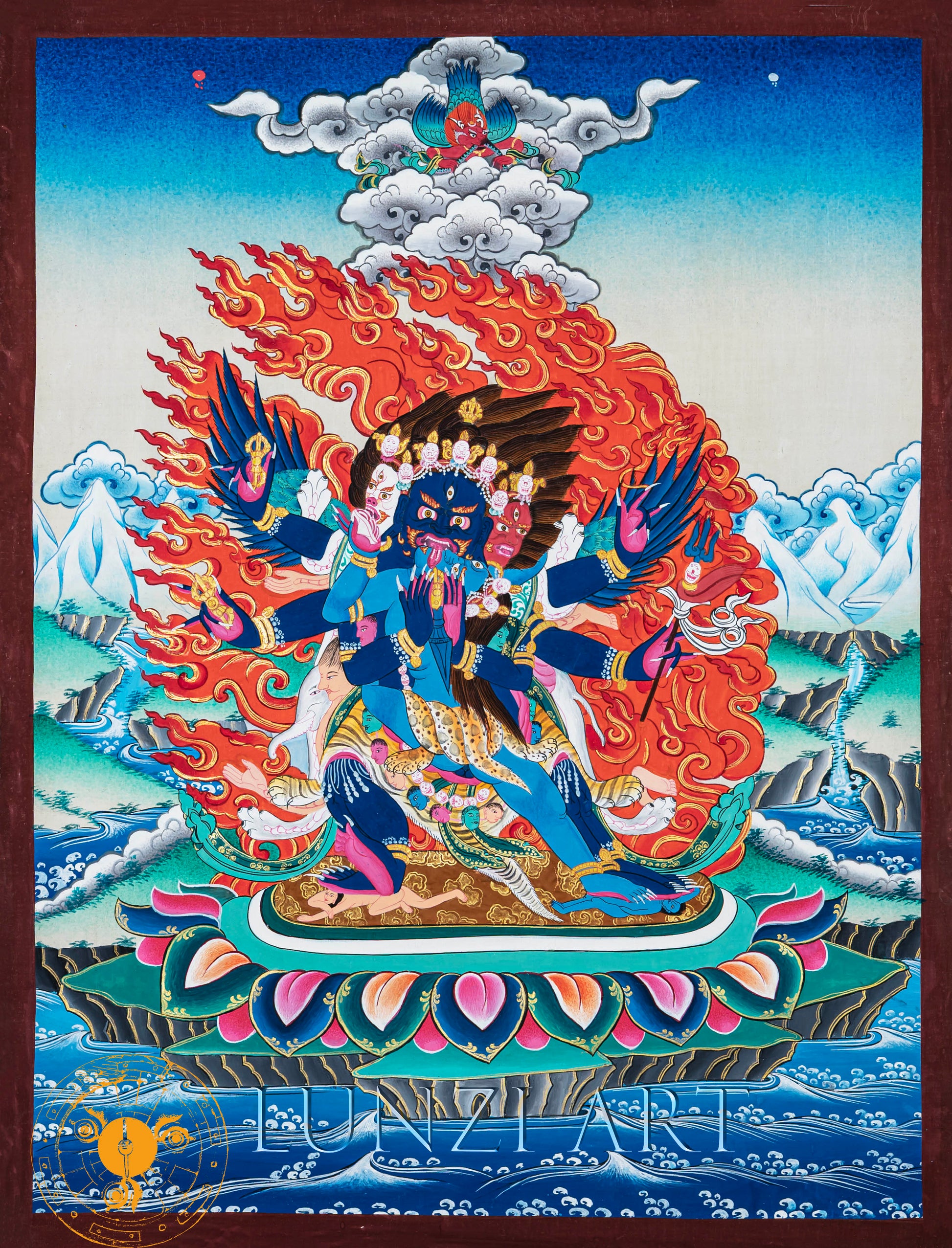 Hand-Painted Thangka Heruka Chakrasamvara – Union of Bliss and Emptiness - T-B-AS-BB-VK-0029