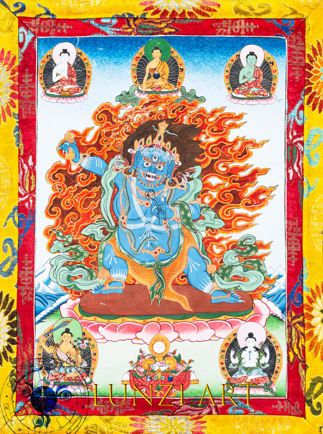 Hand-Painted Thangka Vajrapaṇi: Fierce Protector of the Dharma - T-B-AS-BB-V-0018