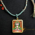 Hand-Painted Vairocana Buddha Rectangular Locket (Ghau) Thangka - L-V-61