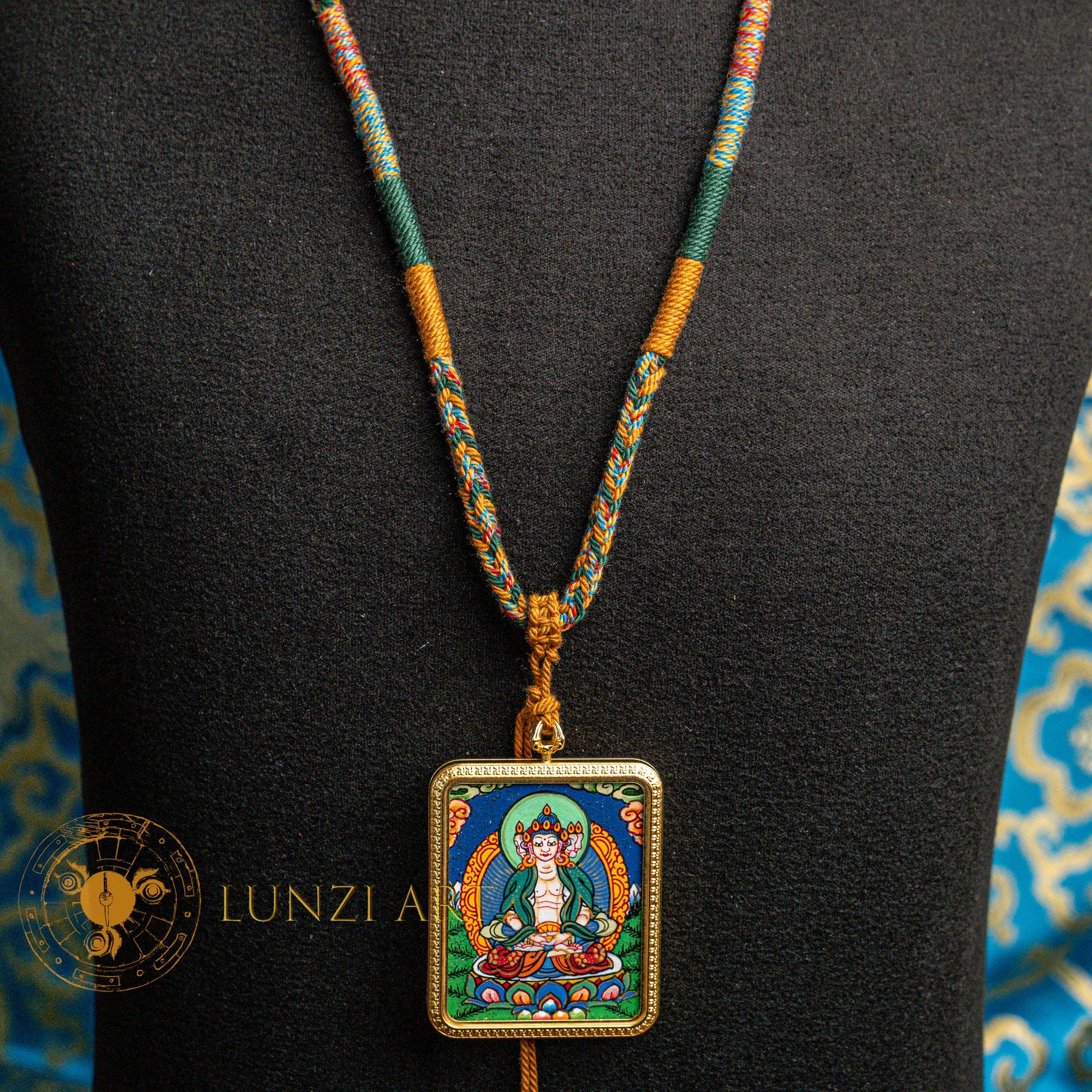 Hand-Painted Vairocana Locket Thangka: The Radiant Source of All Wisdom - L-MFA-0017