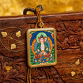 Hand-Painted Vairocana Locket Thangka: The Radiant Source of All Wisdom - L-MFA-0017