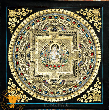 Hand Painted Vajra sattva Pure Realm Mandala: The Diamond Path to Enlightenment - Thangka