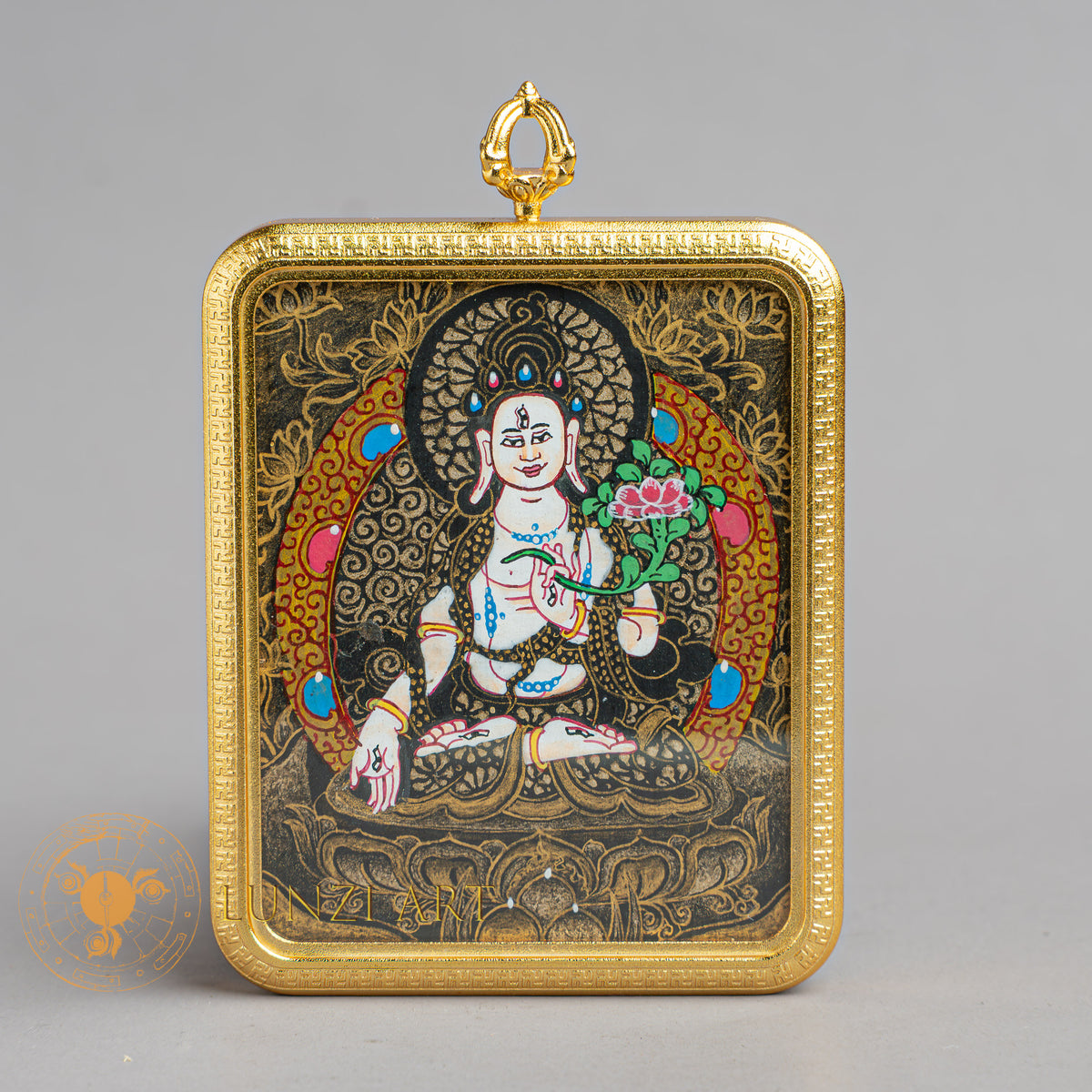Hand-Painted White Tara Locket Thangka: For Healing & Longevity - L-WT-48
