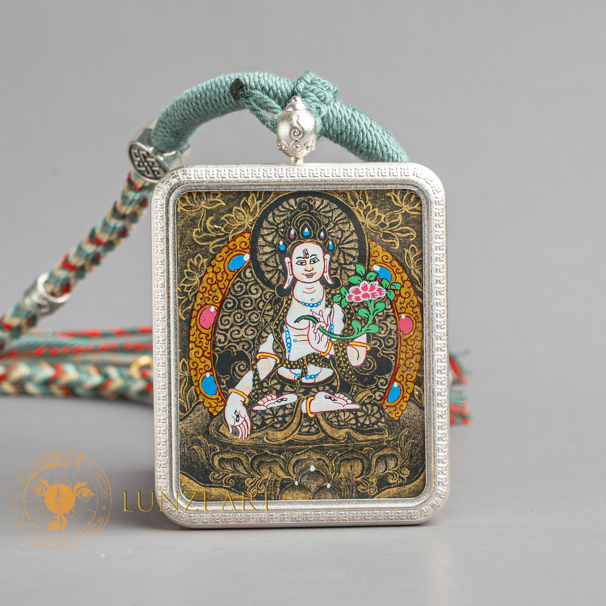 Hand-Painted White Tara Locket Thangka: For Healing & Longevity - L-WT-48