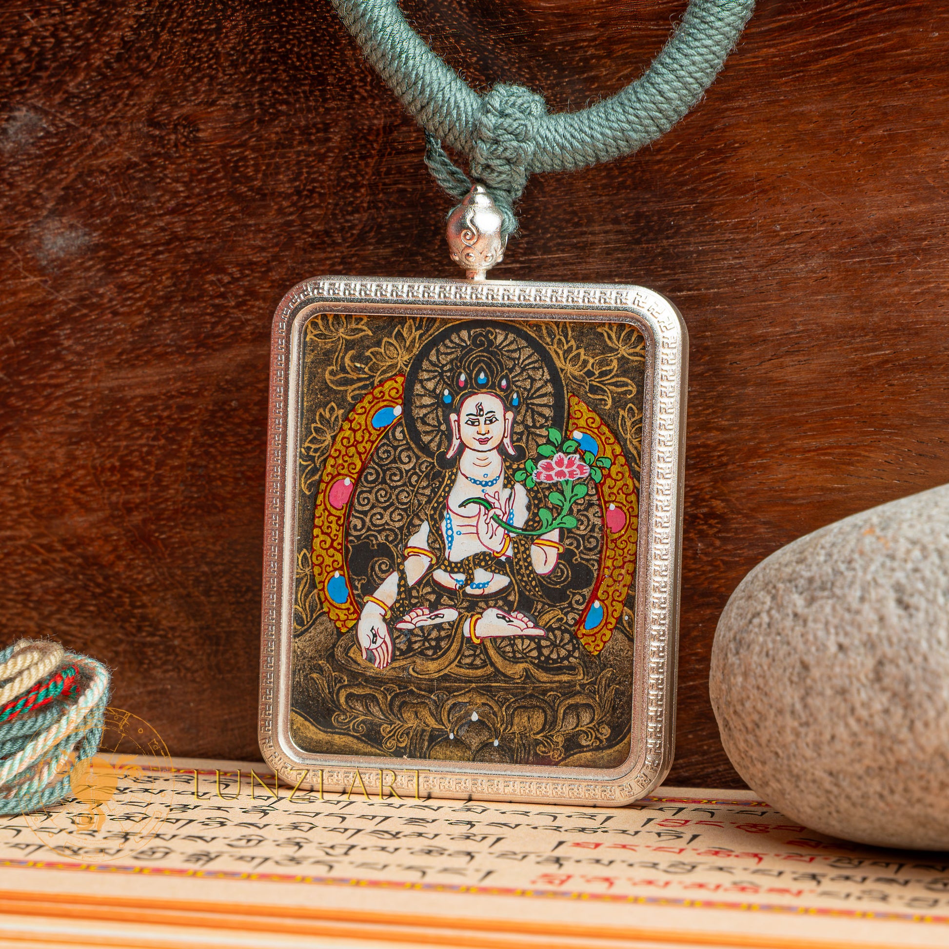 Hand-Painted White Tara Locket Thangka: For Healing & Longevity - L-WT-48