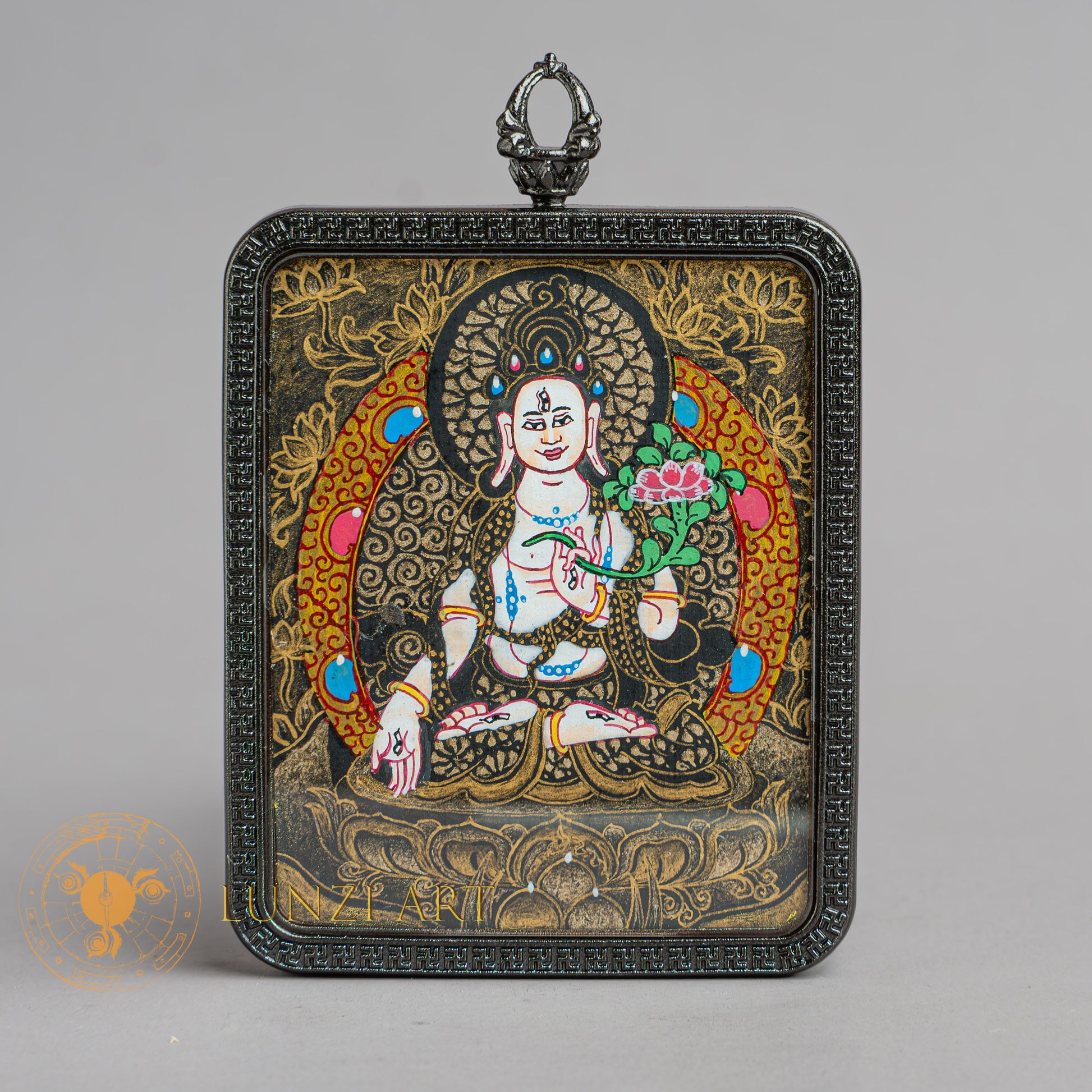 Hand-Painted White Tara Locket Thangka: For Healing & Longevity - L-WT-50