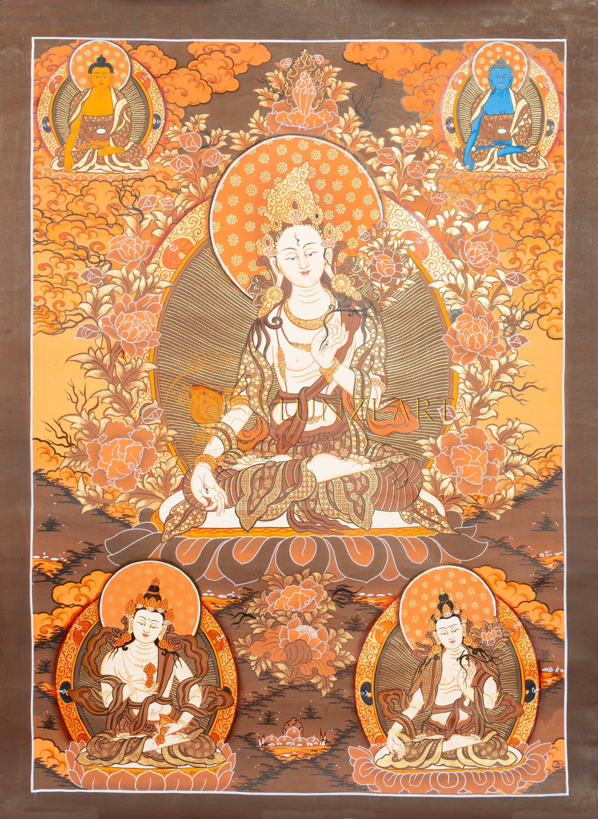 Hand-Painted White Tara Thangka - T-S-BT-BB-WT-0029