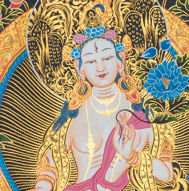 Hand-Painted White Tara Thangka - T-S-BT-RB-WT-0105