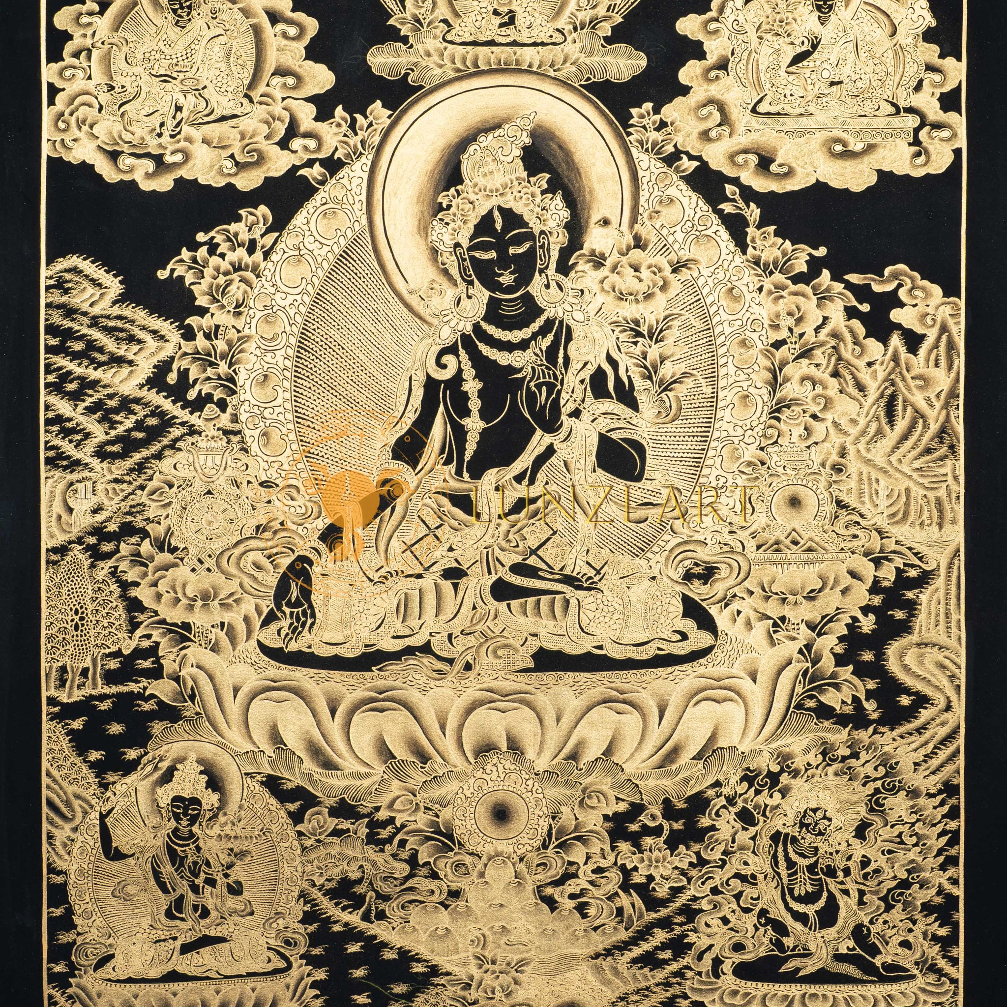 Hand-Painted White Tara Thangka - Thangka