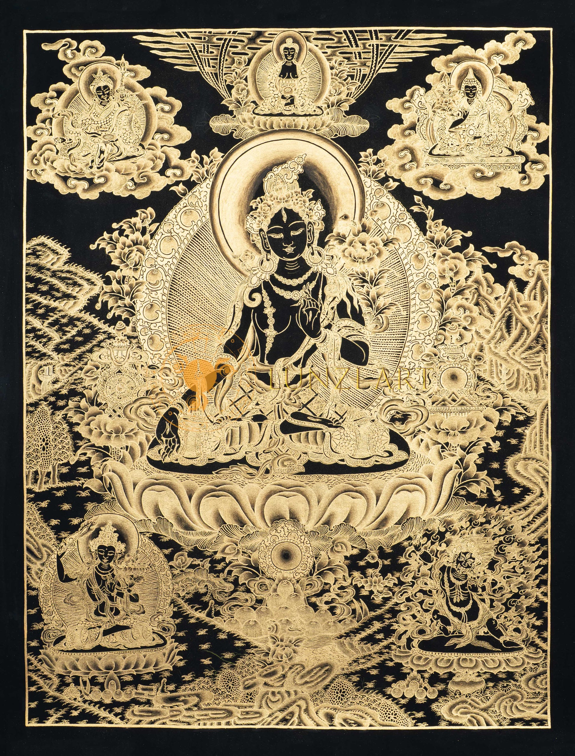 Hand-Painted White Tara Thangka - Thangka