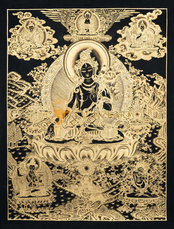 Hand-Painted White Tara Thangka - Thangka