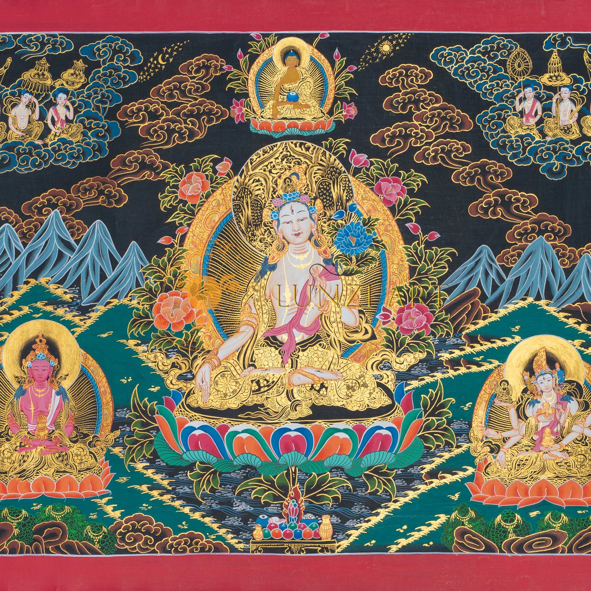 Hand-Painted White Tara Thangka - Thangka
