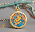 Hand-Painted Yellow Zambala Locket (Ghau) Thangka - L-J-53