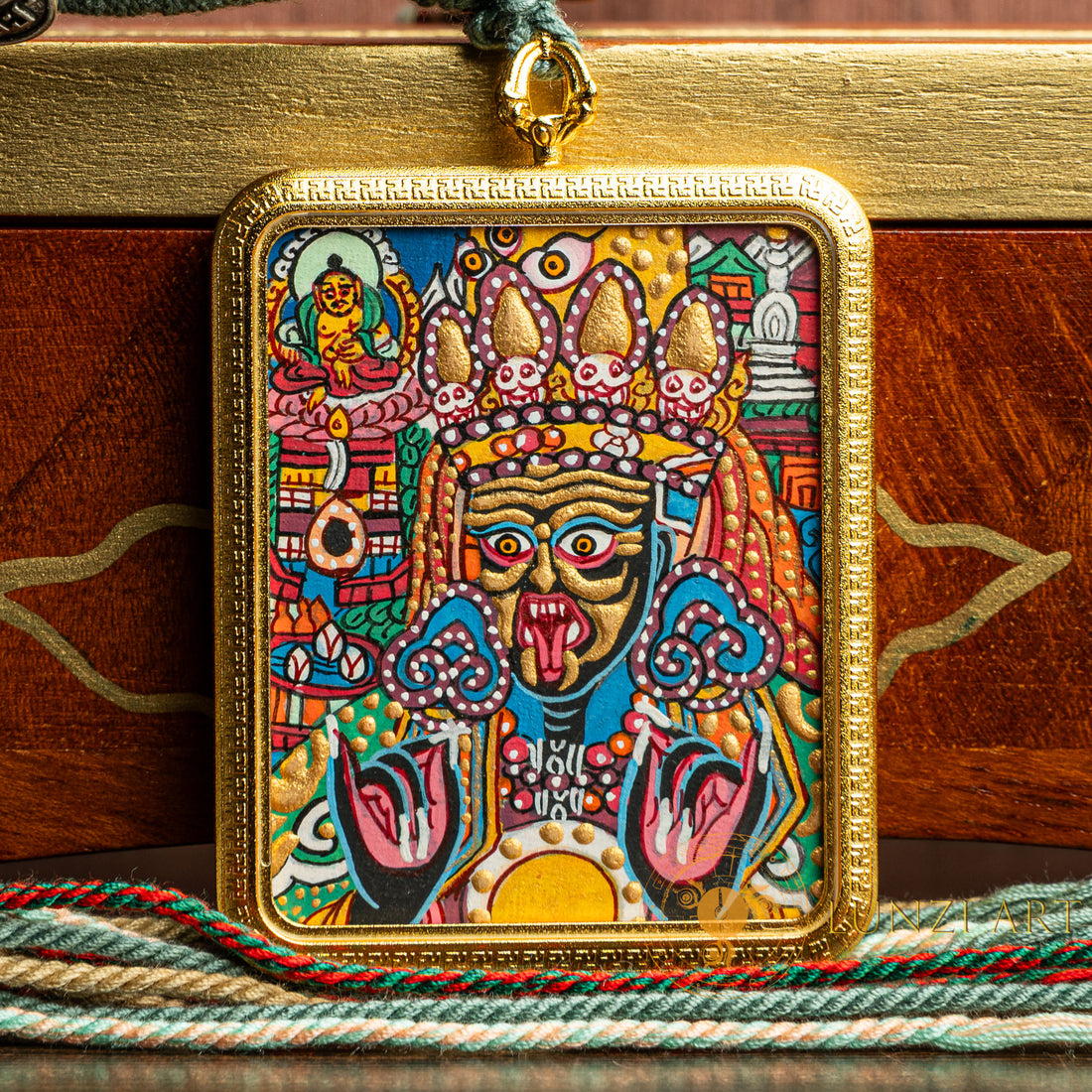 Hand-Painted Zachi Lhamo Ghau Locket Thangka - L-ZL-56