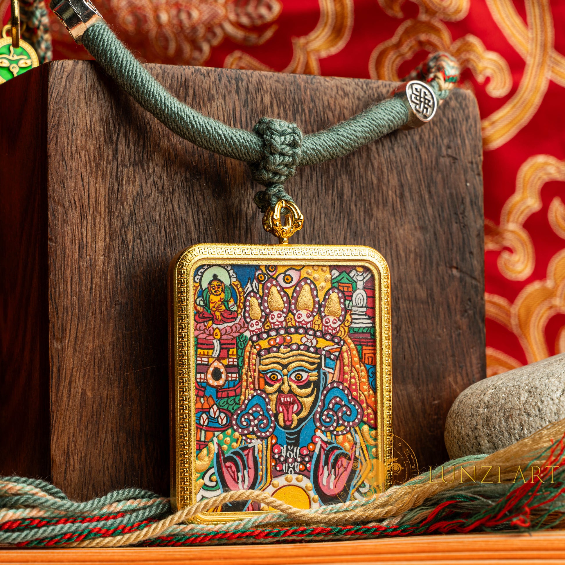 Hand-Painted Zachi Lhamo Ghau Locket Thangka - L-ZL-56
