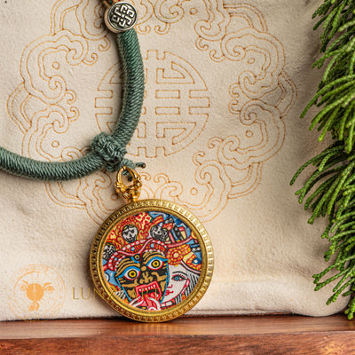 Hand Painted Zachyi Lhamo Locket (Ghau) Thangka - L-ZL-36