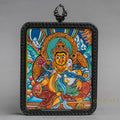 Hand-Painted Zambala with Consort Rectangular Locket (Ghau) Thangka - L-J-62