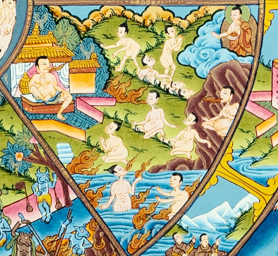 Hand drawn exquisite thangka "Wheel of Life" (Reincarnation) - T-B-HT-TB-AU-WOL-0021