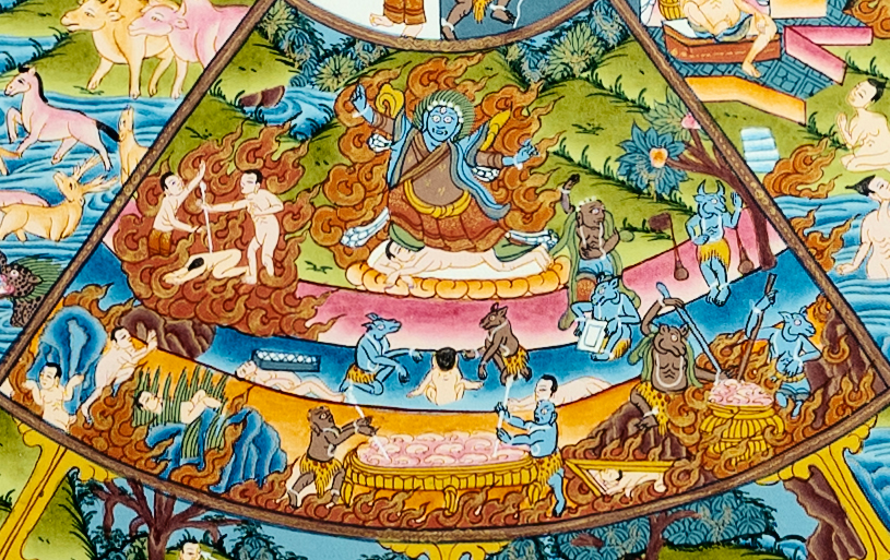 Hand drawn exquisite thangka "Wheel of Life" (Reincarnation) - T-B-HT-TB-AU-WOL-0021