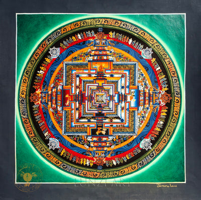 Hand drawn high-quality "Kalachakra Mandala" Thangka - T-B-HT-GB-AU-KM-0005