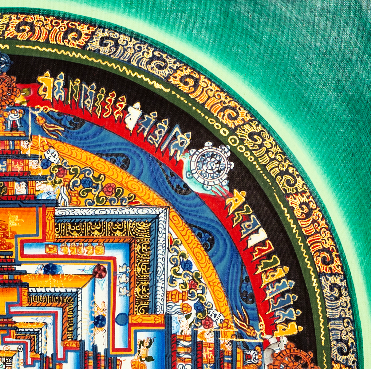 Hand drawn high-quality "Kalachakra Mandala" Thangka - T-B-HT-GB-AU-KM-0005