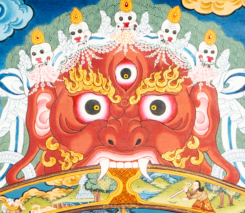 Hand drawn masterpiece of the Wheel of Life (Reincarnation) | Buddhist Dharma Thangka - T-B-HT-BB-WOL-0015
