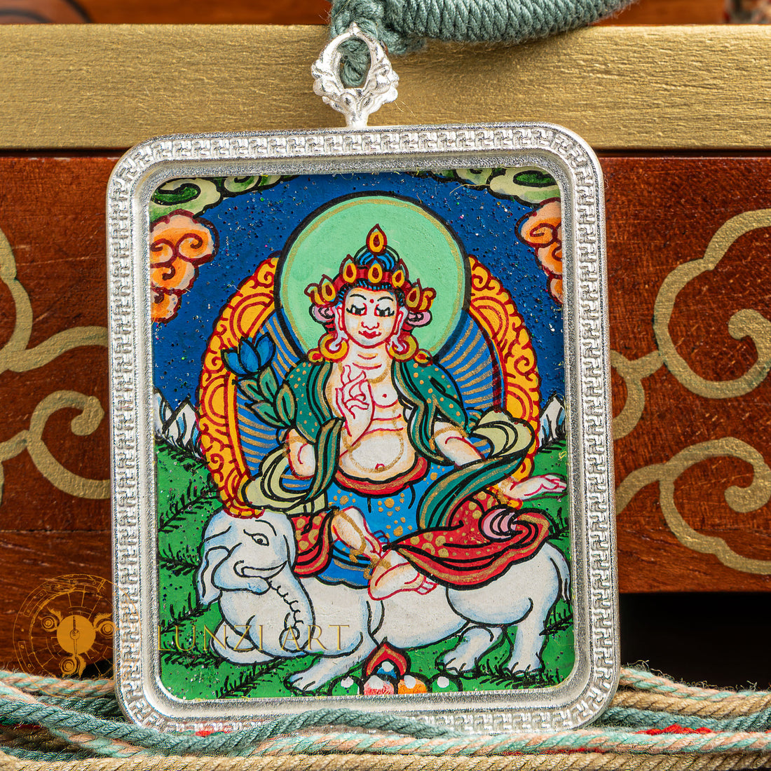 Hand-painted Avalokiteshvara Locket Thangka: The Embodiment of Universal Love - L-A-0027