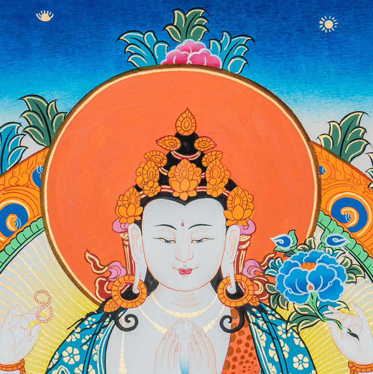 Hand-painted Chenrezig Thangka Painting - T-B-HT-RB-C-0035