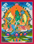 Hand-painted Green Tara Thangka Painting - T-B-HT-RB-GT-0036