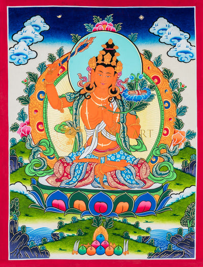 Hand-painted Manjushri Thangka Painting - T-B-HT-RB-M-0037