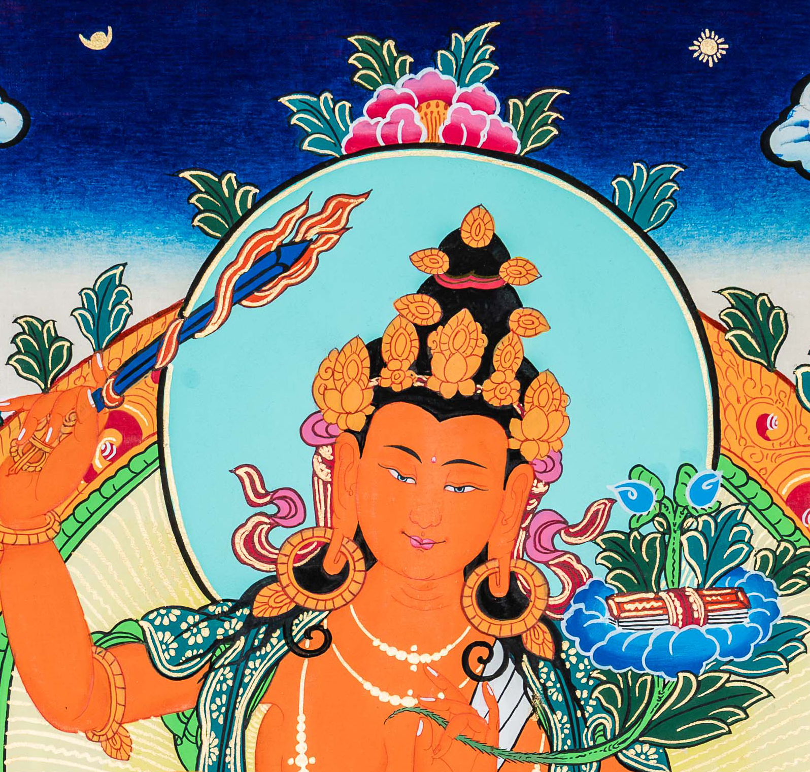Hand-painted Manjushri Thangka Painting - T-B-HT-RB-M-0037