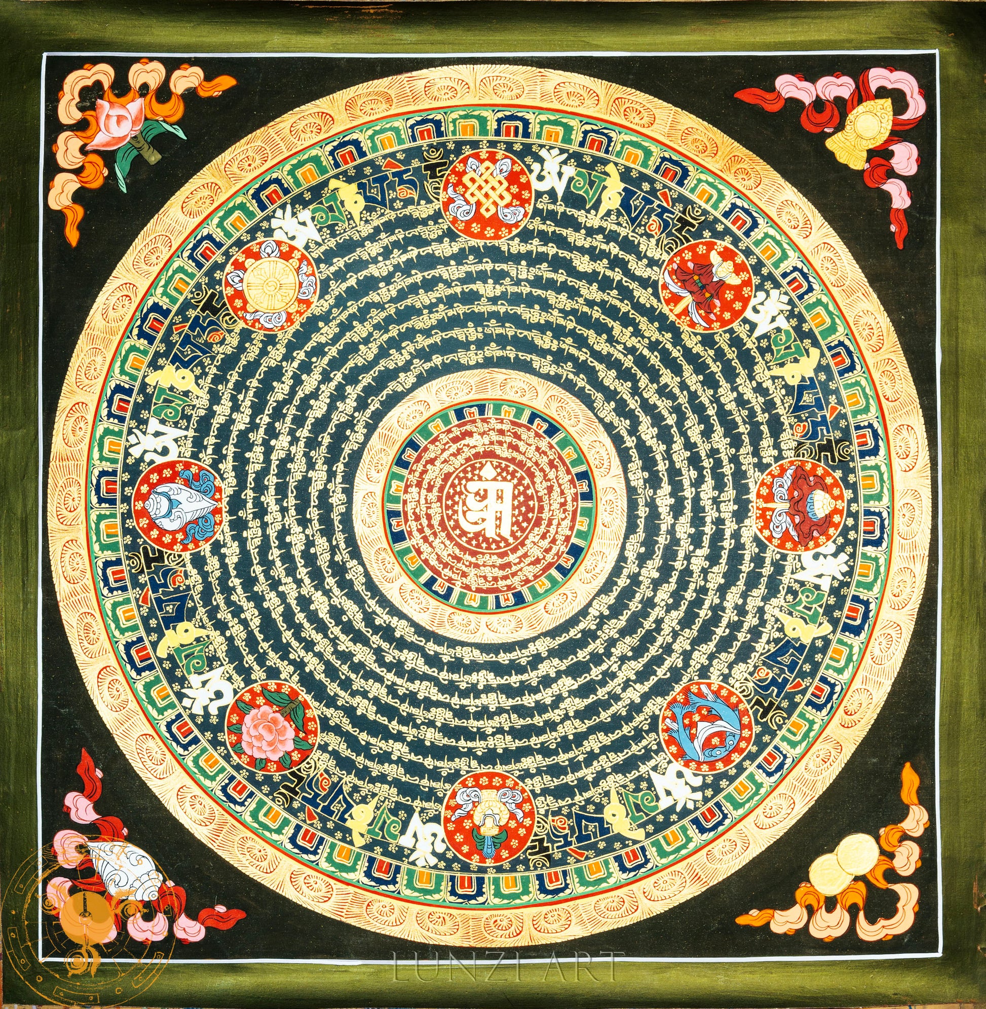 Hand painted Mantra mandala “Om” - T-PS-SS-BB-OMM-0023