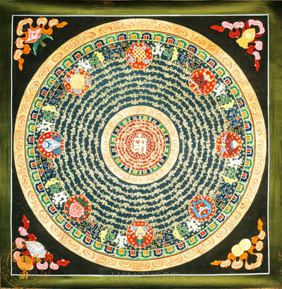 Hand painted Mantra mandala “Om” - Thangka