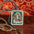 Hand-painted Samantabhadra Locket Thangka: The Embodiment of Universal Love - L-A-0027