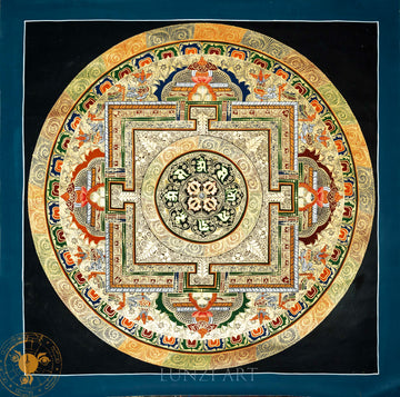 Hand-painted “Vajra Om Mandala” Thangka - Thangka