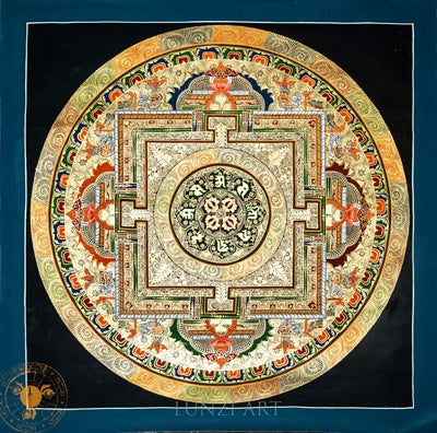 Hand-painted “Vajra Om Mandala” Thangka - Thangka