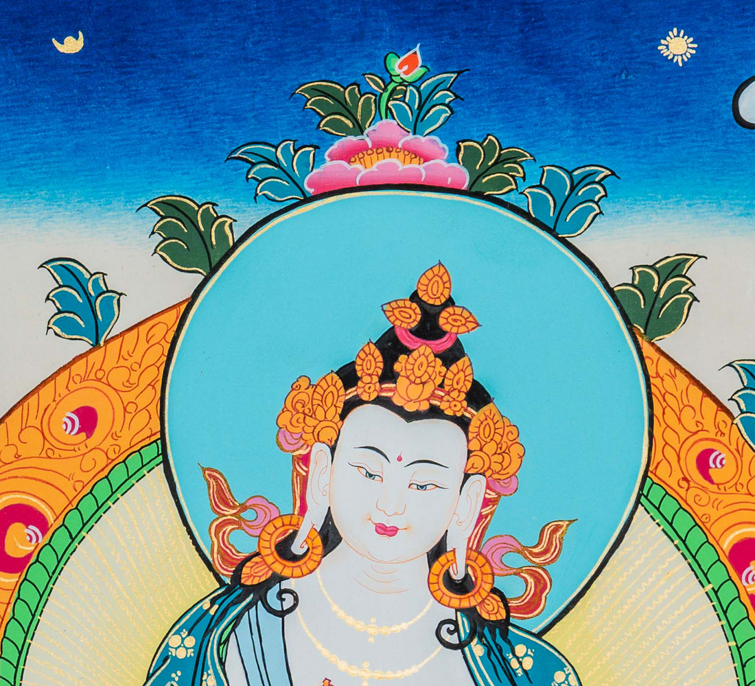 Hand-painted Vajrasattva Thangka Painting - T-B-HT-RB-V-0039