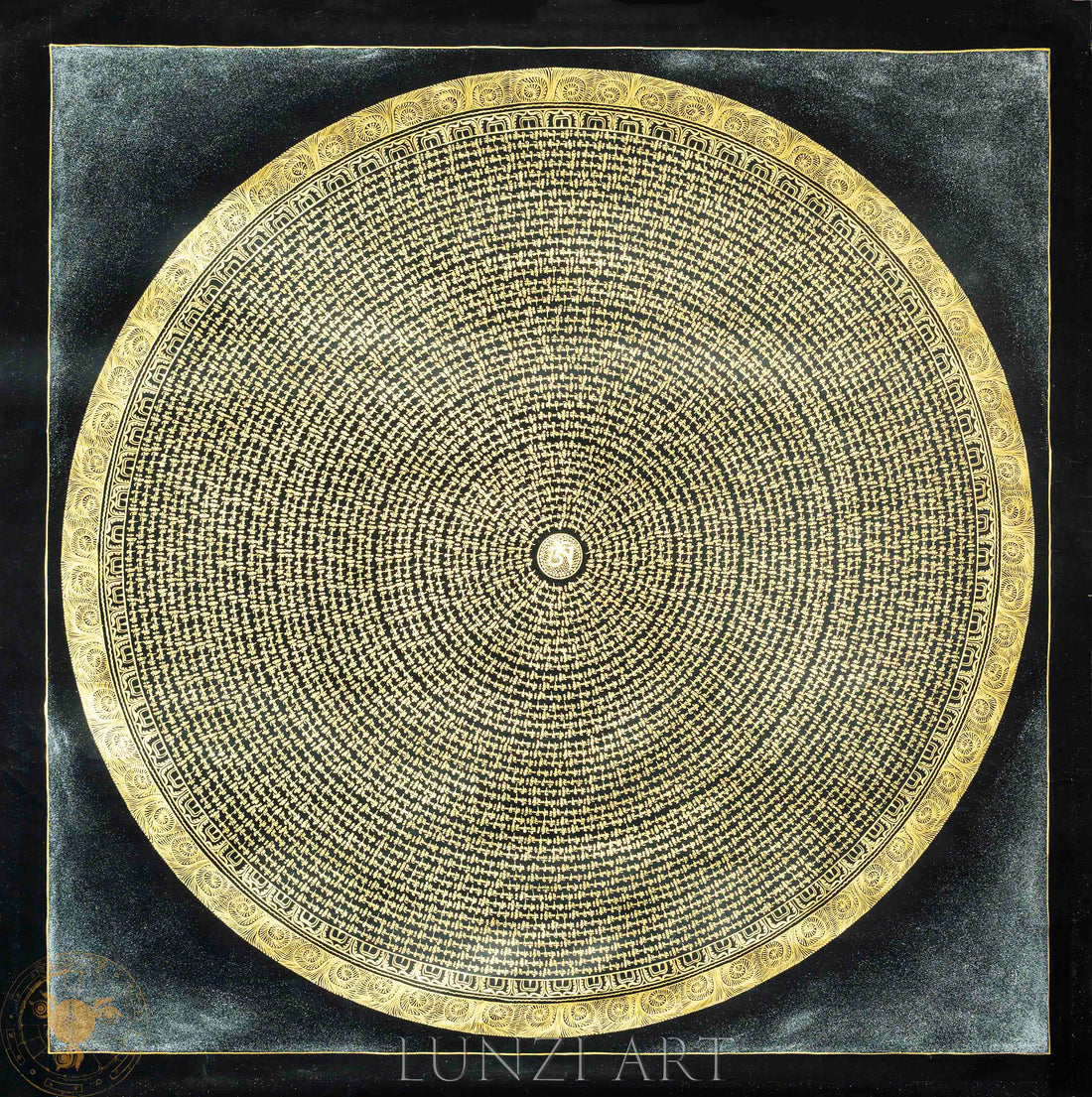 Hand-painted thangka "Om Mani Padme Hum Mandala" - T-PS-SS-BB-MM-0053