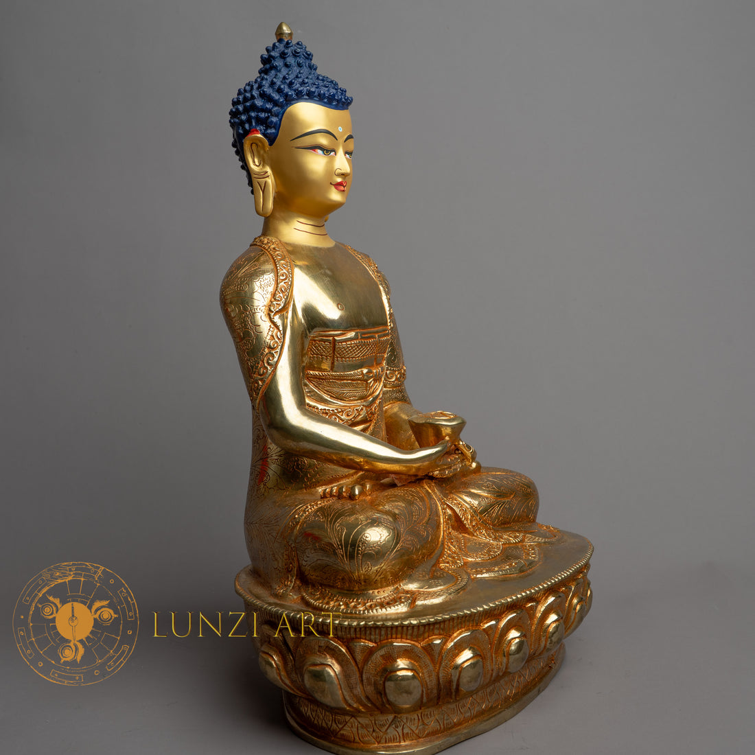 Handcrafted Amitabha Statue | Fully Gold-Plated Copper - S-B-HT-FG-C-AB-0153