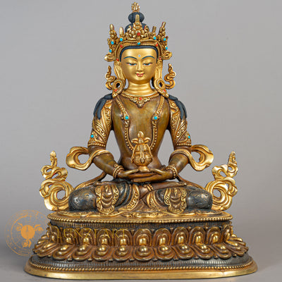 Handcrafted Amitayus  Statue | Half Gold-Plated Copper - S-B-RM-HG-C-A-00186