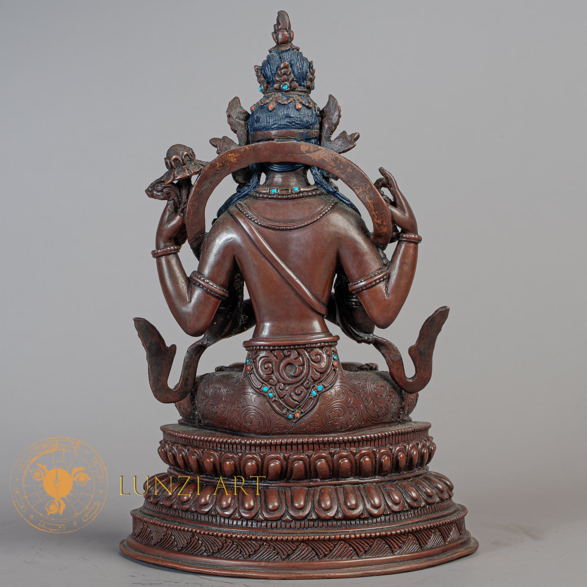 Handcrafted Chenrezig Statue | Copper Oxidized - S-B-RM-C-C-00178