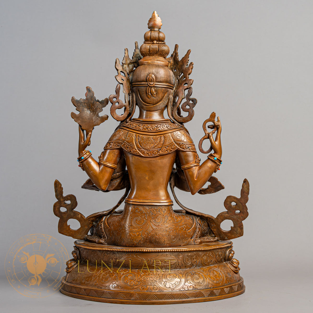 Handcrafted Chenrezig Statue | Copper Oxidized - S-P-R-C-C-00224