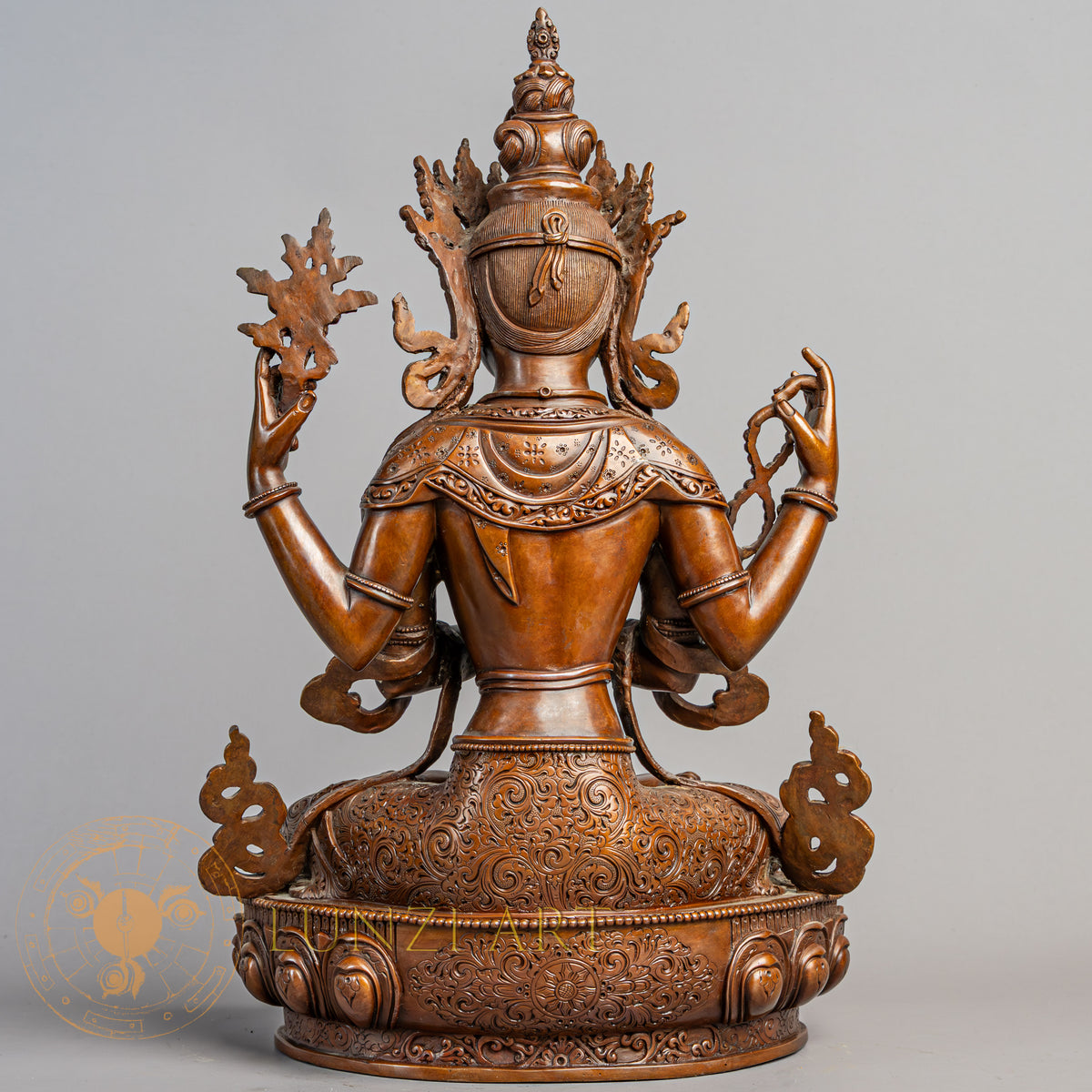 Handcrafted Chenrezig Statue | Copper Oxidized - S-P-R-C-C-00225